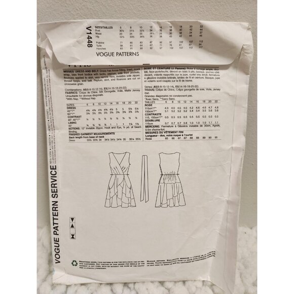 DKNY Dress Sewing Pattern V1448 • Vogue Designer Pattern • Sleeveless Wrap - Picture 13 of 13